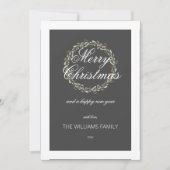 kerstkaart waterverf met Charcoal grijs (Voorkant)