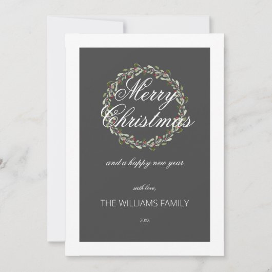 kerstkaart waterverf met Charcoal grijs (Voorkant)