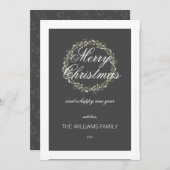 kerstkaart waterverf met Charcoal grijs (Voorkant / Achterkant)