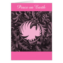 Kerstkaart William Morris-achtige vredesduif