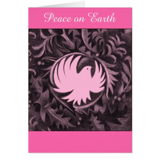 Kerstkaart William Morris-achtige vredesduif (Voorkant)