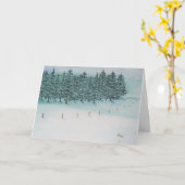 Kerstkaart Winterveld en Groene Bomen Kaart (Gele Bloem)