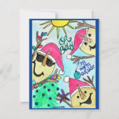 Kerstkaart Zandmannen Baby Het is warm buiten (Voorkant)