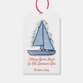 Kerstkaart zeilboot cadeaulabel (Voorkant)