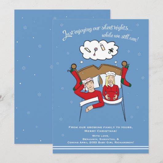 kerstkaart Zwangerschap Aankondiging - Blonde (Voorkant / Achterkant)