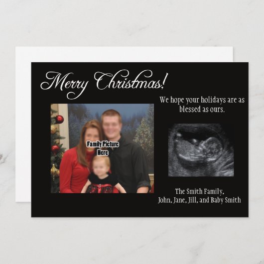 Kerstkaart Zwangerschap Aankondiging Ultrageluid (Voorkant / Achterkant)