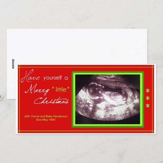 Kerstkaart zwangerschap - Echofoto (Voorkant / Achterkant)