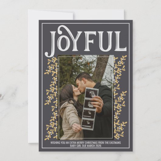 Kerstkaart zwangerschapsaankondiging familie (Voorkant)
