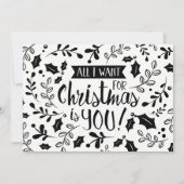 Kerstkaart zwart en wit, alles wat ik wil bijkanto (Voorkant)