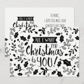 Kerstkaart zwart en wit, alles wat ik wil bijkanto (Voorkant / Achterkant)