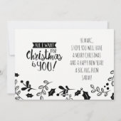 Kerstkaart zwart en wit, alles wat ik wil bijkanto (Achterkant)