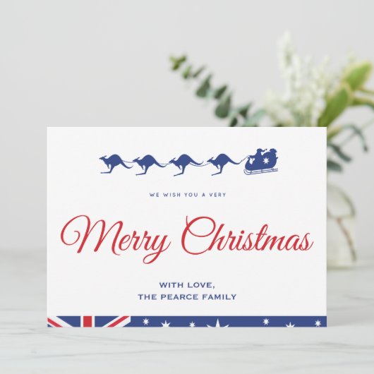 Kerstkaarten Australië Kangoeroe Aussie Feestdagenkaart (Staand voorkant)