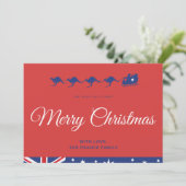 Kerstkaarten Australië Vlag Kangoeroe slee Feestdagenkaart (Staand voorkant)