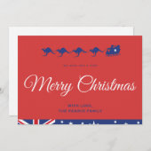 Kerstkaarten Australië Vlag Kangoeroe Sleigh Feestdagenkaart (Voorkant / Achterkant)