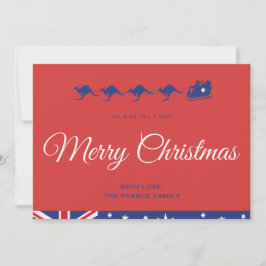 Kerstkaarten Australië Vlag Kangoeroe Sleigh Feestdagenkaart