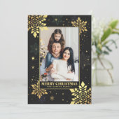 Kerstkaarten Faux Gold Folie Sneeuwvlok Kaart (Staand voorkant)