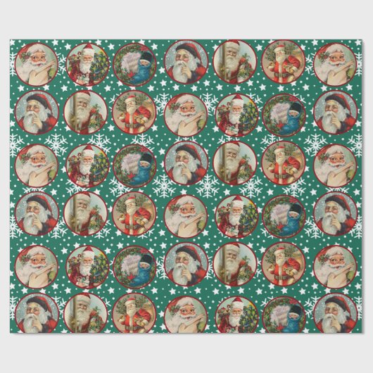  kerstkaarten Groene witte sneeuw Cadeaupapier (Vlak)