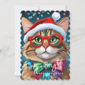 Kerstkaarten, Harig en Felgekleurde Kat Feestdagenkaart (Voorkant)