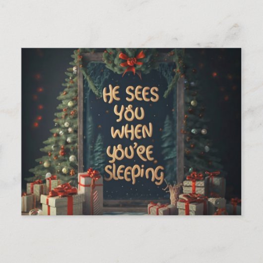 Kerstkaarten Hij ziet je als je slaapt Briefkaart (Voorkant)