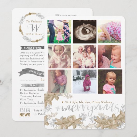 Kerstkaarten installeren met jaar in Review Kaart (Voorkant / Achterkant)