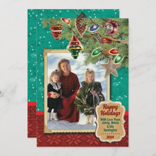  kerstkaarten kaart (Voorkant / Achterkant)