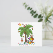 Kerstkaarten Kerstman Strand Partij Briefkaart (Staand voorkant)