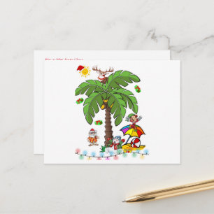Kerstkaarten Kerstman Strand Partij Briefkaart