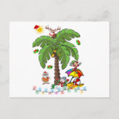 Kerstkaarten Kerstman Strand Partij Briefkaart (Voorkant)