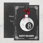 kerstkaarten met biljartspeler en schoolbord feestdagenkaart (Voorkant / Achterkant)