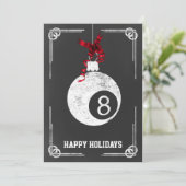 kerstkaarten met biljartspeler en schoolbord feestdagenkaart (Staand voorkant)