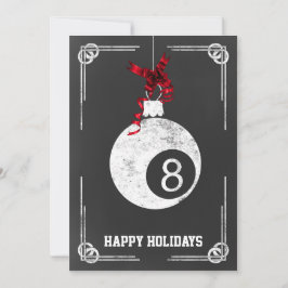 kerstkaarten met biljartspeler en schoolbord feestdagenkaart