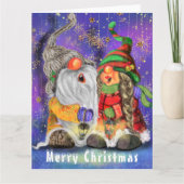 Kerstkaarten met blije Gnome Kaart (Voorkant)