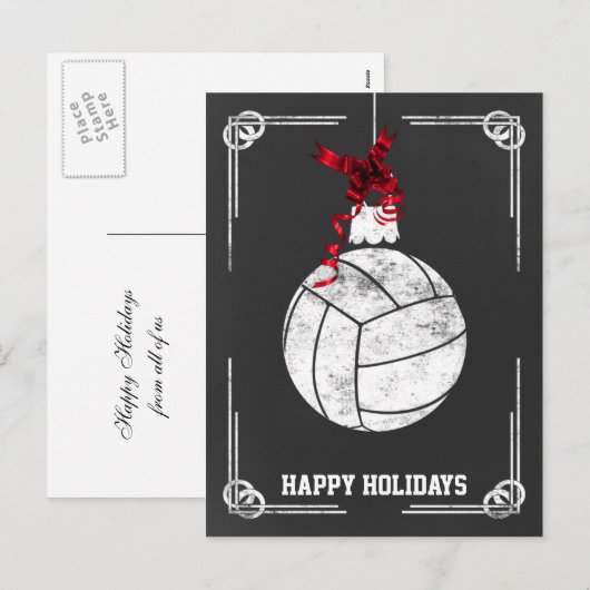 kerstKaarten met chalkbordvolleybalspeler Feestdagenkaart (Voorkant / Achterkant)