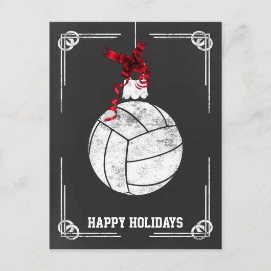 kerstKaarten met chalkbordvolleybalspeler Feestdagenkaart (Voorkant)