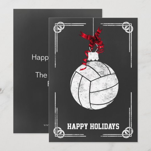 kerstKaarten met chalkbordvolleybalspeler Feestdagenkaart (Voorkant / Achterkant)