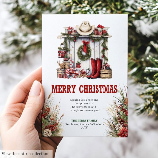 Kerstkaarten met cowboylaarzen in Yuletide Yeehaw- Feestdagenkaart