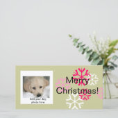 Kerstkaarten met eigen foto van hond Pink Sage Feestdagenkaart (Staand voorkant)