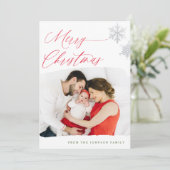 Kerstkaarten met foto moderne script feestdagenkaart (Staand voorkant)