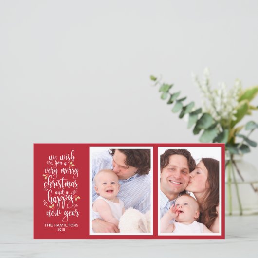 Kerstkaarten met fotocollage - 2 verticale foto's feestdagenkaart (Staand voorkant)