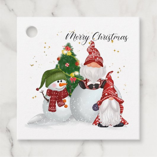 Kerstkaarten met Kabouters Sneeuwmannen Bedankjes Labels (Voorkant)