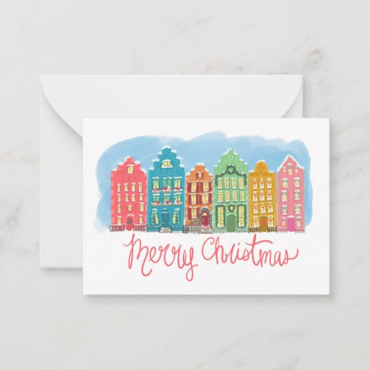 Kerstkaarten met kleurrijke klusjes notitiekaartje (Voorkant)