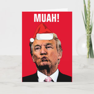 KERSTKAARTEN MET KUS VAN DONALD TRUMP "MUAH!" KAART