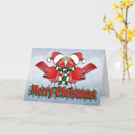 Kerstkaarten met leuke kardinalen kaart (Gele Bloem)