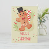 kerstkaarten met malle kerstmannen van peperkoek feestdagenkaart (Staand voorkant)