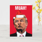 KERSTKAARTEN MET "MUAH!" VAN DONALD TRUMP KAART (Gele Bloem)