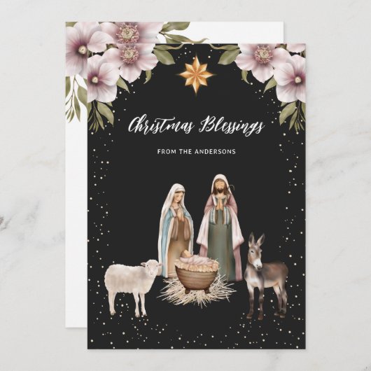 Kerstkaarten met religieuze Jezus Geboorte Christe Feestdagenkaart (Voorkant / Achterkant)