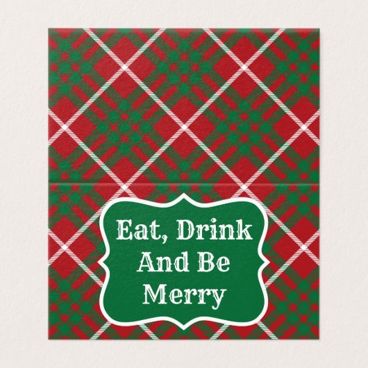 Kerstkaarten met rode en groene cheque kaart (Buitenkant ongevouwen)