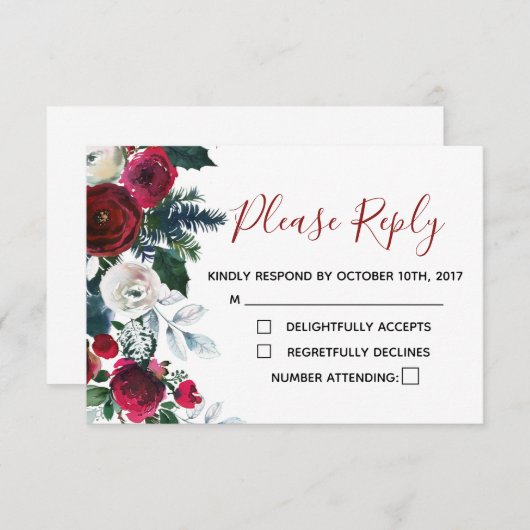 Kerstkaarten met RSVP-kerstaven - Vakantiepartij R RSVP Kaartje (Voorkant / Achterkant)