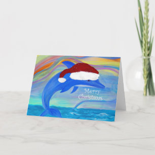 Kerstkaarten met Santa en dolfijn Kaart