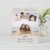 Kerstkaarten met scheepvaart foto houten achtergro kaart (Staand voorkant)